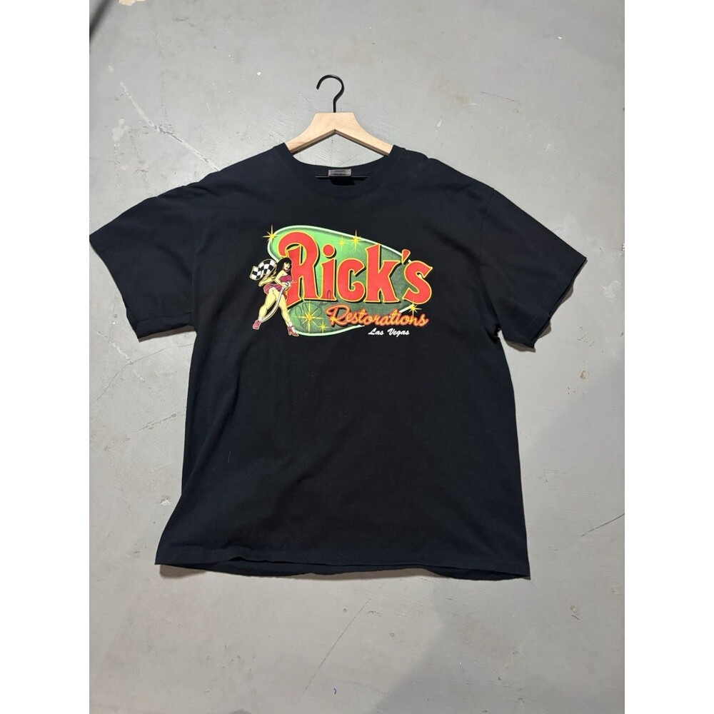 Rick’s Restorations Las Vegas XL Black Graphic Tee Work Garage Shop Shirt Men’s